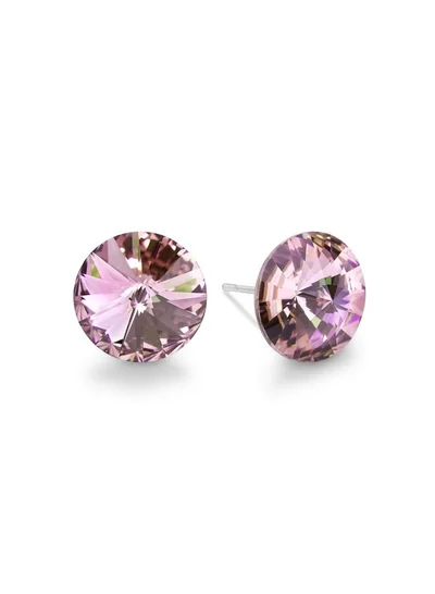 Seona Seona Ella 10mm Crystal Stud Earrings  – Hypoallergenic Stainless Steel Stud Earrings for Women, Elegant Crystal Rivoli Jewelry Earrings for Everyday and Special Occasions -  Light Amethyst
