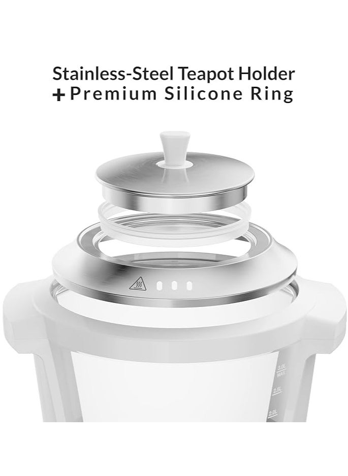 Feller - Feller Germany Electric Glass Samovar Teamaker,Made-in-Germany Glass by Schott,3L Samovar+1L Teapot,1500W,Stainless-Steel Anti-Drip Valve+Water Flow Stabilizer,TS380, (White) - Image 1
