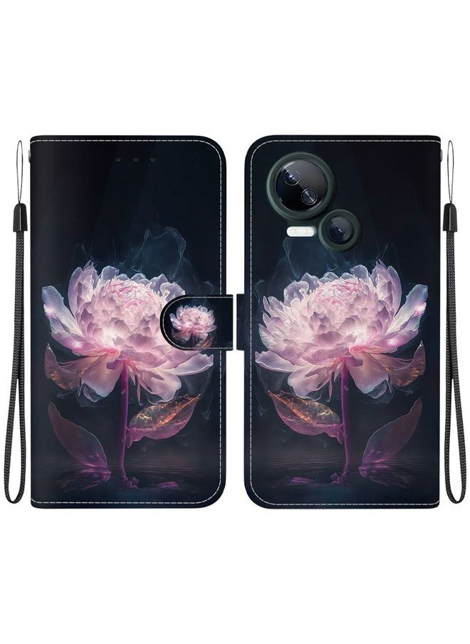HuHa Case Cover For For Tecno Spark 10 5G Crystal Texture Colored Drawing Leather Phone Case(Purple Peony) 