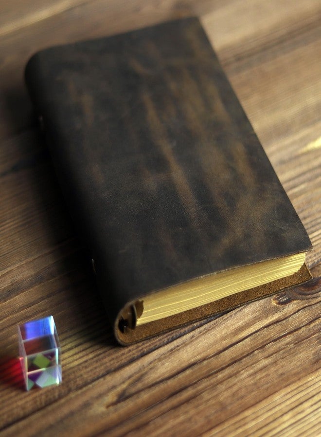 Fishknow Leather Refillable Notebook,Vintage Leather Journal Diary Journal,7 x 5 IN A6 Binder Notebook (Dark Brown) - Image 5