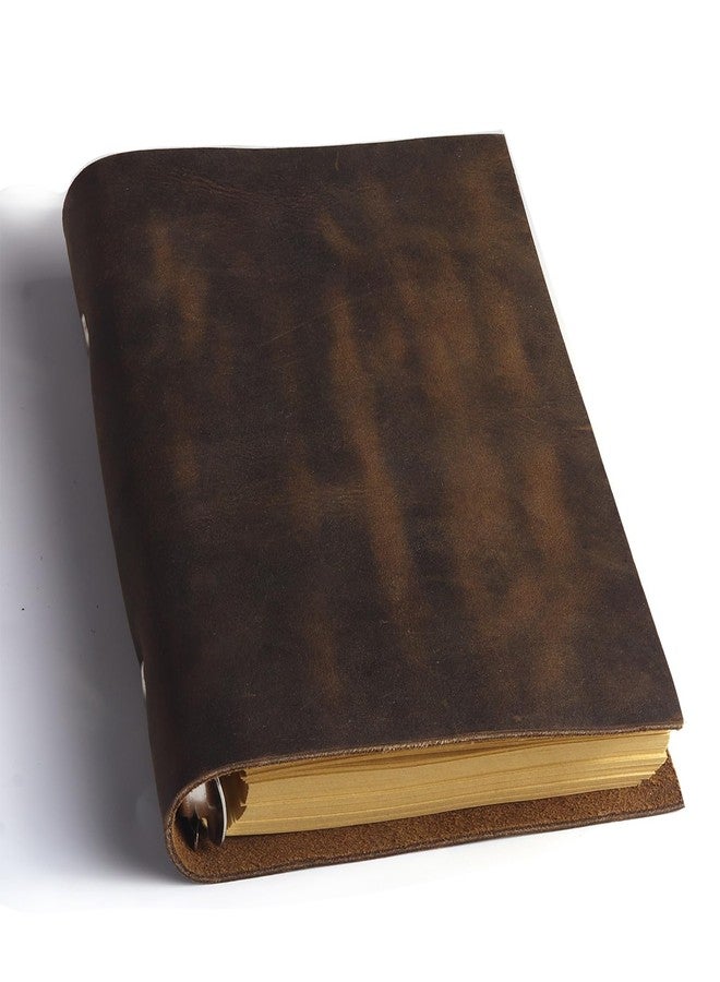 Fishknow Leather Refillable Notebook,Vintage Leather Journal Diary Journal,7 x 5 IN A6 Binder Notebook (Dark Brown) - Image 1