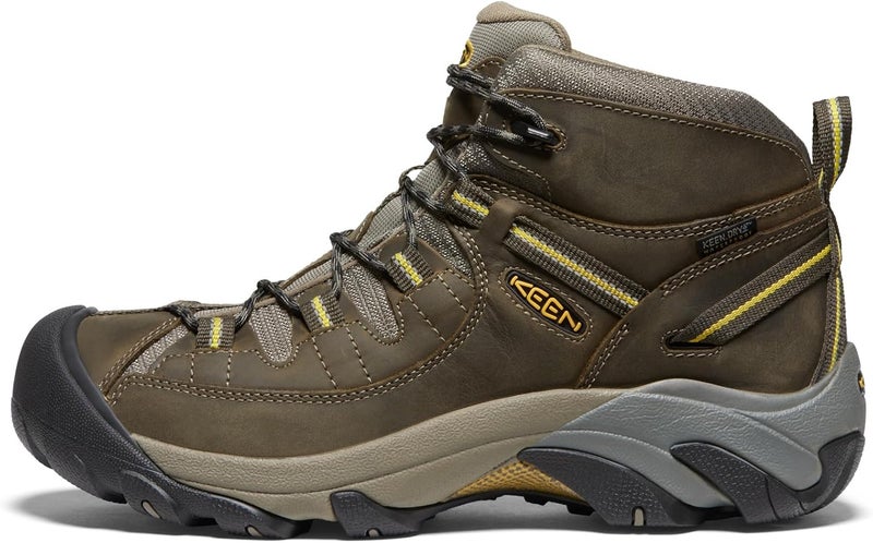 KEEN Men's Targhee II Mid Waterproof Hiking Boot - Black Olive/Yellow - Image 3