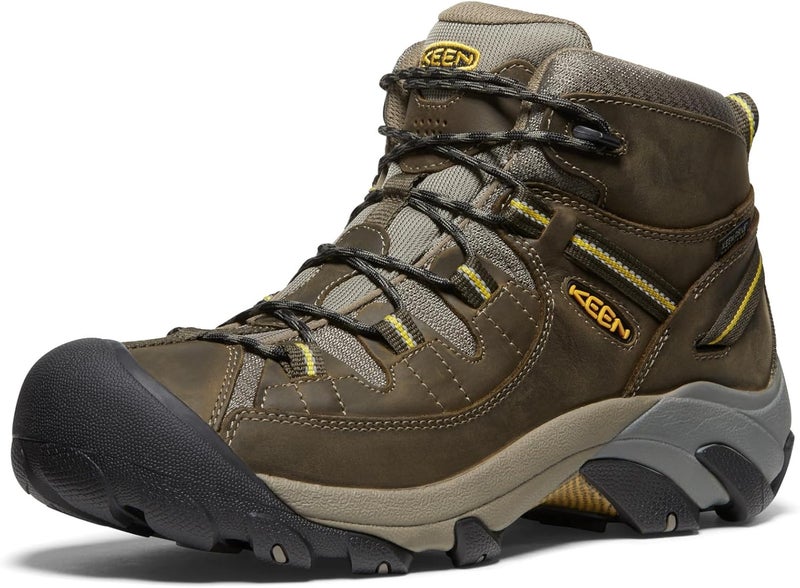 KEEN Men's Targhee II Mid Waterproof Hiking Boot - Black Olive/Yellow - Image 1