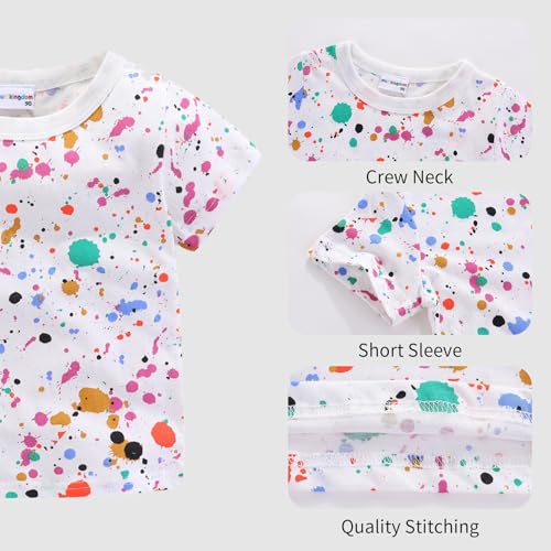 Mud Kingdom Kids Tee Shirts for Toddler Boys Colorful Splatter Dots Short Sleeve Casual Cotton T-Shirts White 2T - Image 3