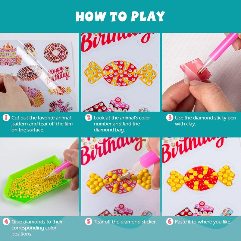 Labeol Diamond Art Kits for Kids Boys and Girls Ages 6-8-10-12 Easy to DIY Creative Diamond Art Sticker Craft by Numbers Kits for Kids and Adult Beginners (Sweet) - Image 3
