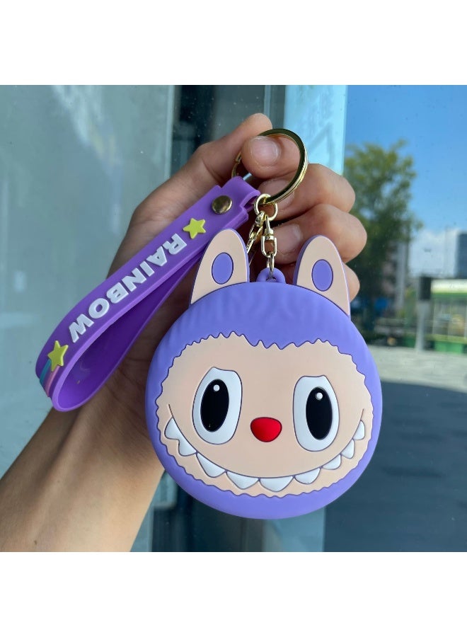 NIBEMINENT LABUBU Silicone Coin Purse Keychain, Cute Mini Wallet, Cartoon Coin Purse Headphone Bag Gift 