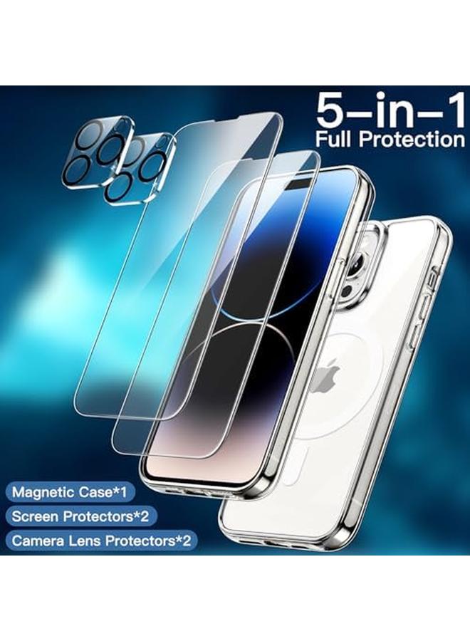 Jetech 5 In 1 Magnetic Case For Iphone 14 Pro 6.1 Inch With 2 Pack Tempered Glass Screen Protector And Camera Lens Protector Compatible With Magsafe Shockproof Bumper Phone Cover Clear - Image 3