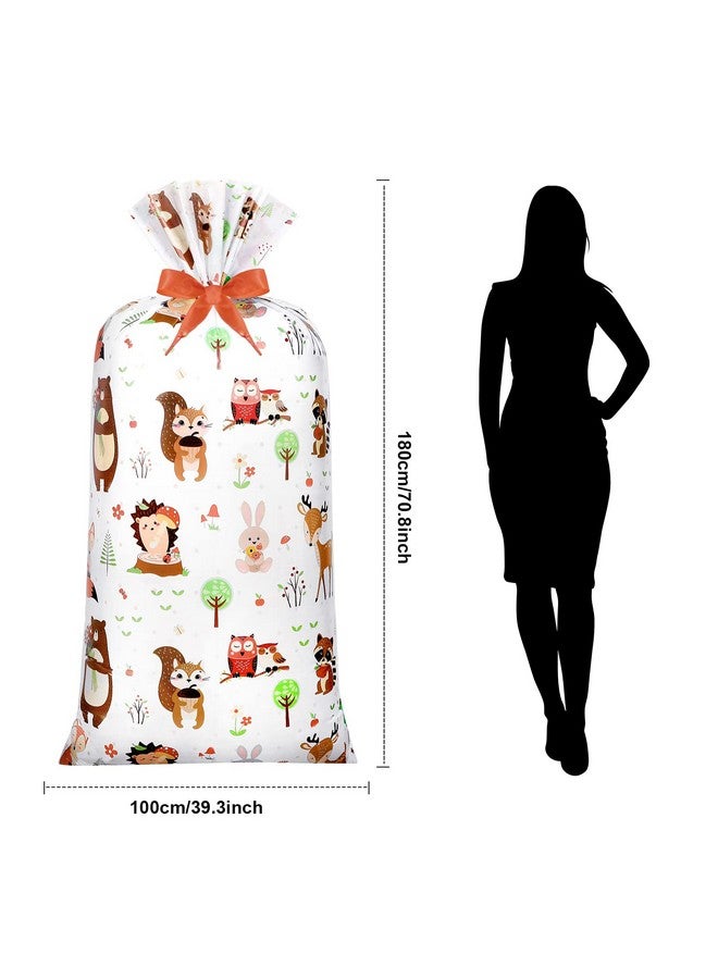 Teling 2 Pcs 70"X 40" Extra Large Jumbo Gift Bag For Giant Gifts, Extra Big Plastic Present Bag For Huge Gifts Wrapping Bags With 2 Rolls Ribbons For Birthday Party(Animal Style) - Image 2