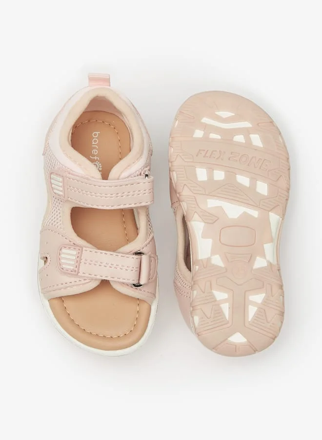 Barefeet Girls Textured Strap Sandals with Hook and Loop Closure