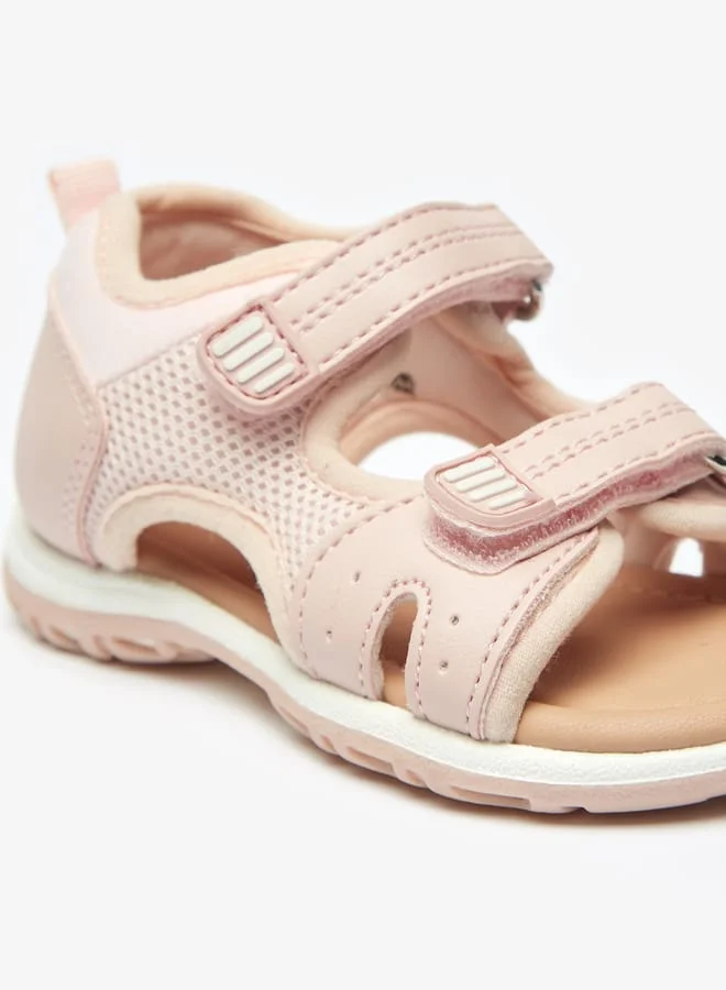 Barefeet Girls Textured Strap Sandals with Hook and Loop Closure