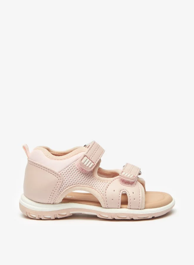 Barefeet Girls Textured Strap Sandals with Hook and Loop Closure