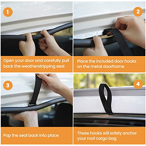 HEYTRIP 6 Pack Cargo Tie-Down Door Hook Straps for Any Car Top Luggage,Compatible with Most Cars - Image 5