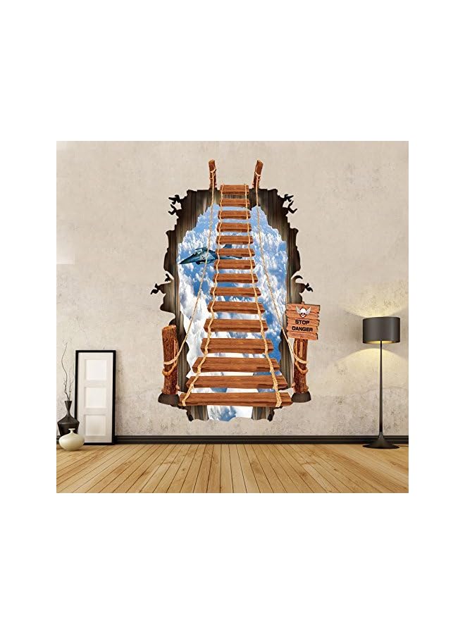 Zaboon Removable 3D Broken Wall Aerial Ladder Wall Stickers Decor For Living Room Background - Image 2