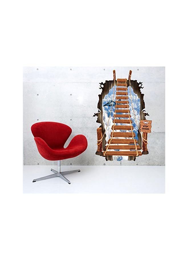 Zaboon Removable 3D Broken Wall Aerial Ladder Wall Stickers Decor For Living Room Background - Image 4