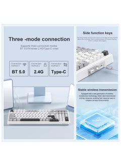 أولا لوحة مفاتيح ميكانيكية AULA F99 PRO 96% BT5.0/USB-C/2.4GHz لوحة مفاتيح لاسلكية للألعاب مع حشية تبديل سريع لوحة مفاتيح مخصصة بمقبض بطارية 8000 مللي أمبير في الساعة لنظامي التشغيل Windows/Mac مع إضاءة خلفية RGB (أزرق + أسود)  - Image 3