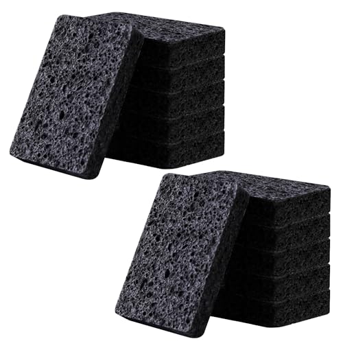 Spunspon 12 - Pack Non-Scratch Scrub Sponges - Sponges for Dishes and Washing Dishes, Cleaning Sponges for Kitchen Home Bathroom Cars, Funny Cut-Outs DIY for Kids (Black) - Image 1