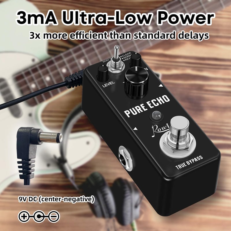 Rowin Digital Delay Guitar Effect Pedal Pure Echo with Clear Normal Reverse Function - Image 4