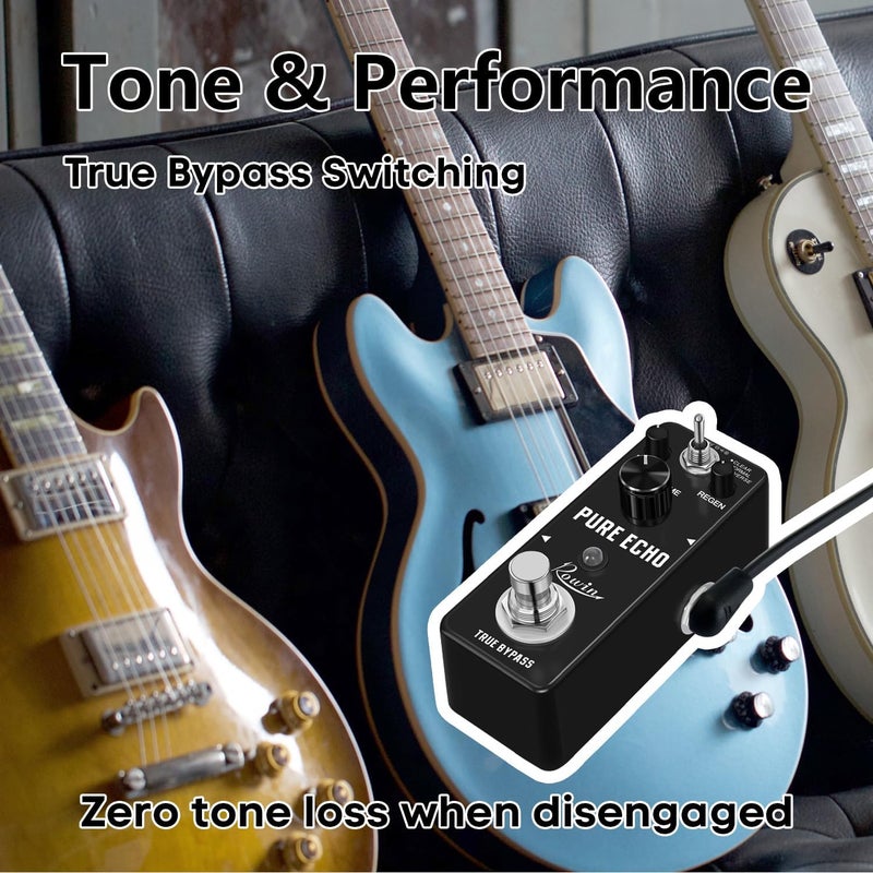 Rowin Digital Delay Guitar Effect Pedal Pure Echo with Clear Normal Reverse Function - Image 2