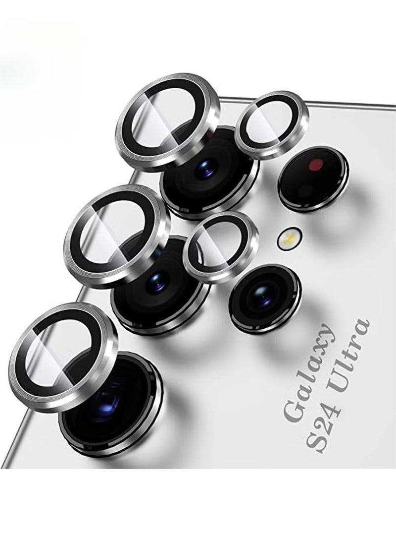 URBBKING Samsung Galaxy S24 Ultra Camera Lens Protector Scratch Resistant HD Tempered Metal Glass Camera Protector Cover Film Accessories 6.8 Inch Silver - Image 1