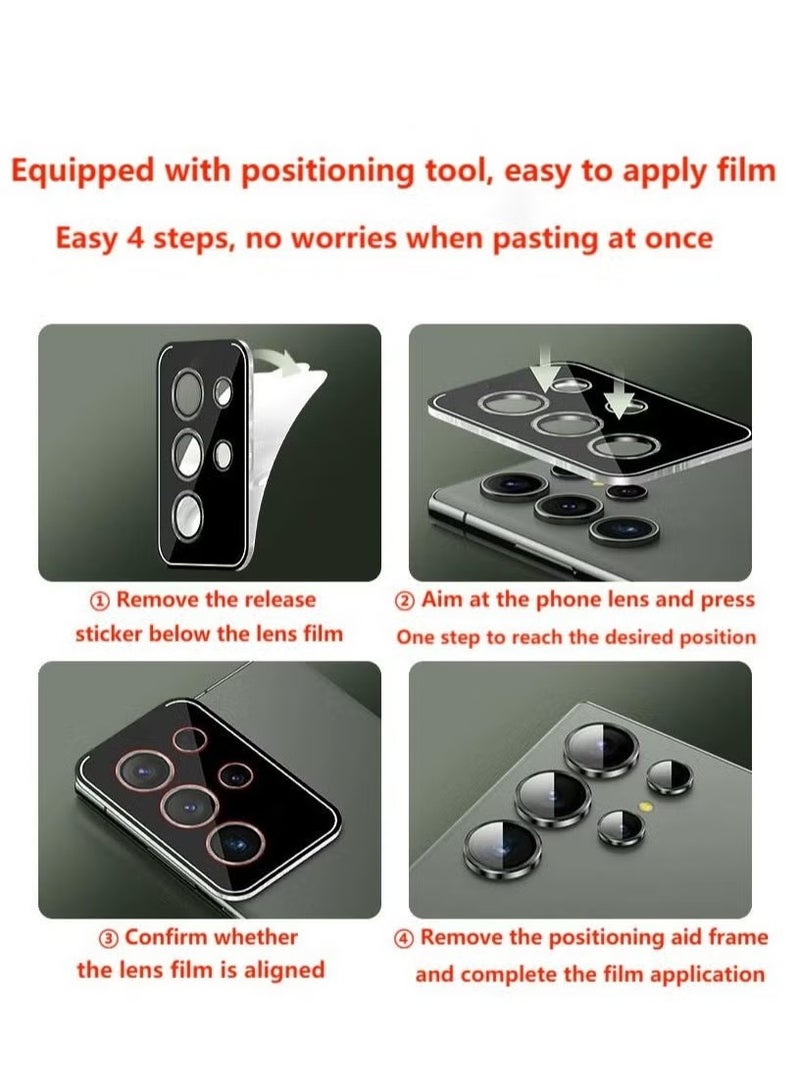 URBBKING Samsung Galaxy S24 Ultra Camera Lens Protector Scratch Resistant HD Tempered Metal Glass Camera Protector Cover Film Accessories 6.8 Inch Silver - Image 2