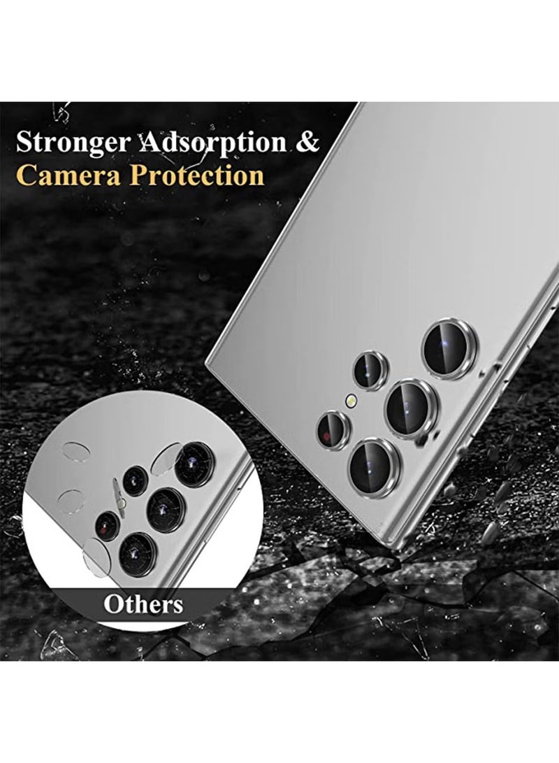 URBBKING Samsung Galaxy S24 Ultra Camera Lens Protector Scratch Resistant HD Tempered Metal Glass Camera Protector Cover Film Accessories 6.8 Inch Silver - Image 3