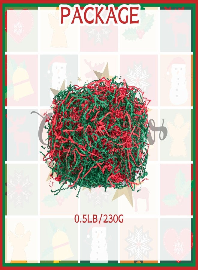 Gloreyan 1/2LB Christmas Crinkle Cut Paper Shred, Red Green White Raffia Paper Shred Filler Grass for Christmas Easter Grass Gift Wrapping Basket Filling Birthdays Weddings Party Supply - Image 2