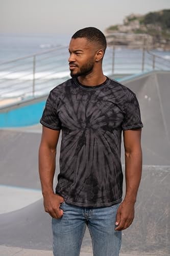 Colortone 100% Cotton Spider Tie Dye T-Shirt for Women and Men, Large, Spider Black - Image 4