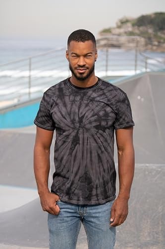 Colortone 100% Cotton Spider Tie Dye T-Shirt for Women and Men, Large, Spider Black - Image 3