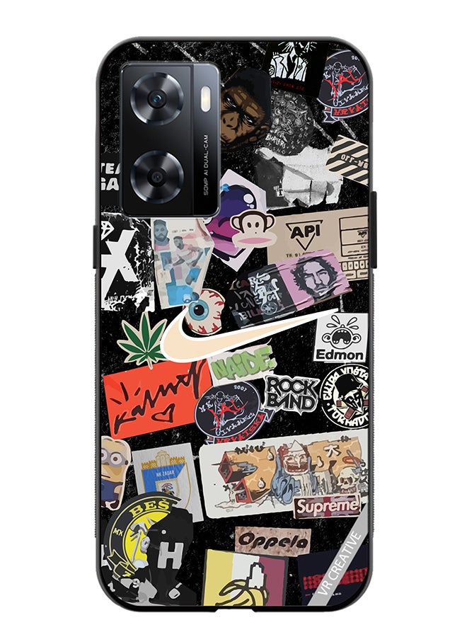 VR CREATIVE Protective Case Cover For Oppo A57/A77s Nike Stickers Design Multicolour - Image 1