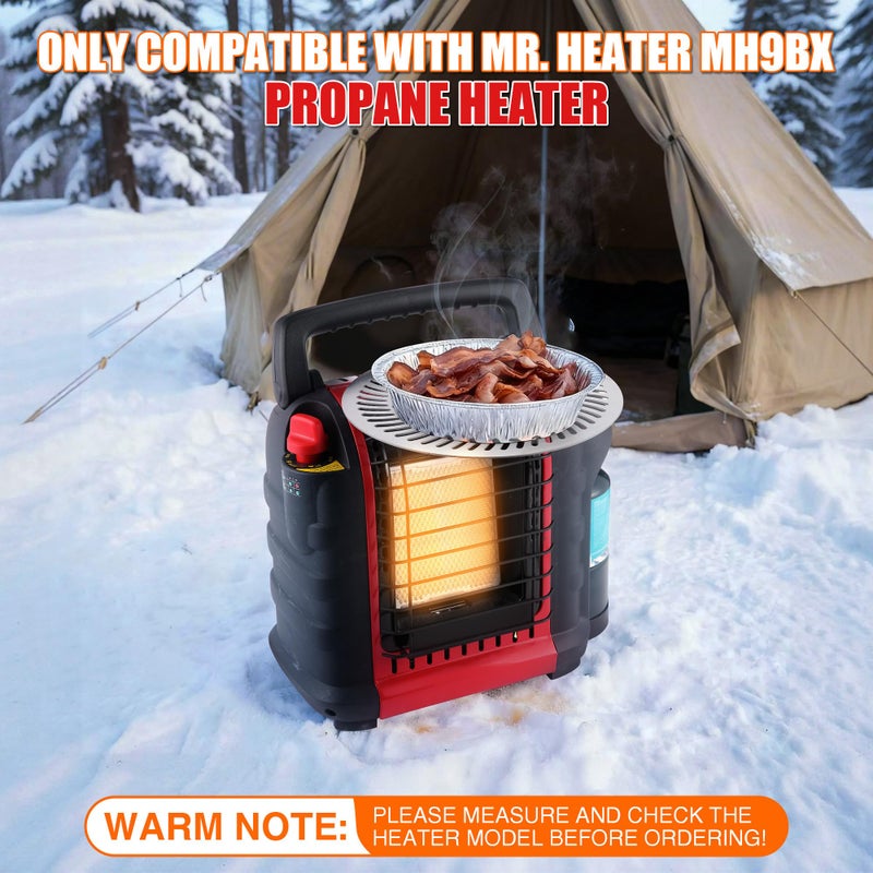 Dreyoo Cooker Plate Grill Attachment, Only Compatible with Mr. Heater MH9BX, Portable Heater Cooking Grate, Warmer Plate Accessory for Heating up Meal, Round Hollow Design, 304 Stainless Steel - Image 2