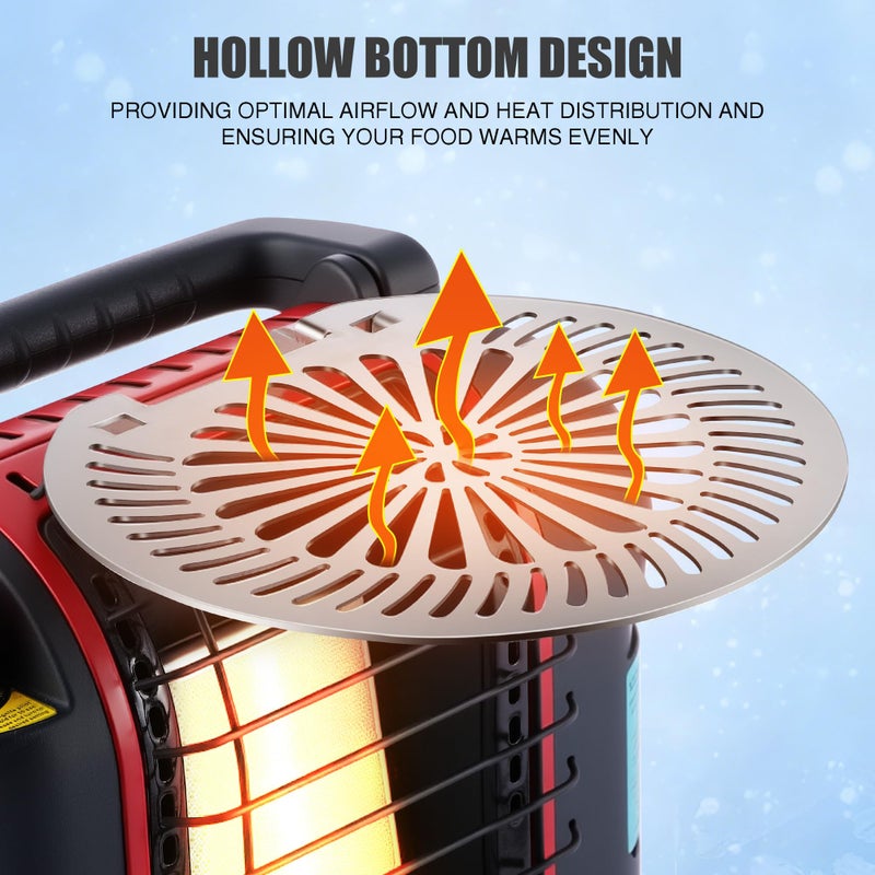Dreyoo Cooker Plate Grill Attachment, Only Compatible with Mr. Heater MH9BX, Portable Heater Cooking Grate, Warmer Plate Accessory for Heating up Meal, Round Hollow Design, 304 Stainless Steel - Image 4