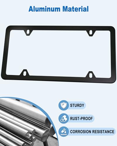 NJNYLLC Front License Plate Bracket Holder Mounting Kit- Black Aluminum Frame & Plastic Bumper Car Tag Adapter with Copper Thread, with Screws Caps and Stainless Steel Zip Ties - Image 4