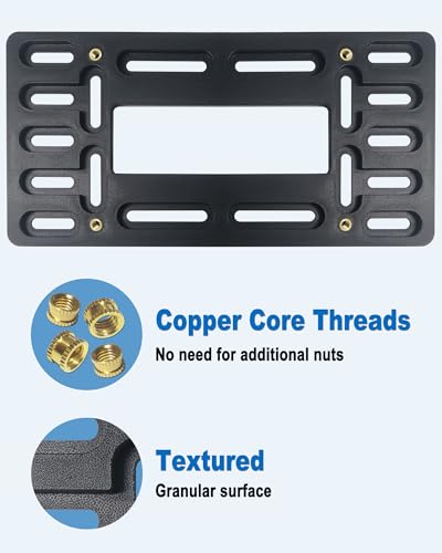 NJNYLLC Front License Plate Bracket Holder Mounting Kit- Black Aluminum Frame & Plastic Bumper Car Tag Adapter with Copper Thread, with Screws Caps and Stainless Steel Zip Ties - Image 3