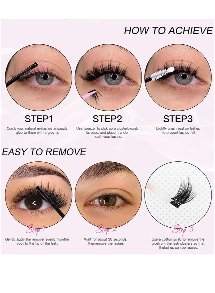 Best-Selling New Family Pack Of False Eyelashes - Large Capacity Single Cluster False Lower Lashes - Natural Segmented False Eyelashes Book (Including Black 4-Piece Auxiliary Tools) - Image 5