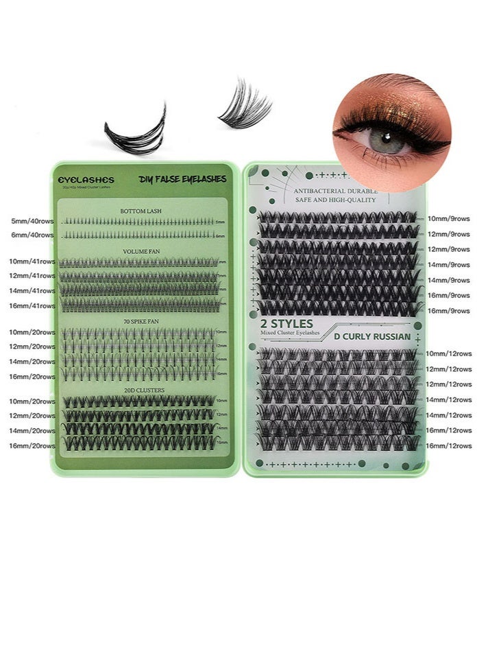 Best-Selling New Family Pack Of False Eyelashes - Large Capacity Single Cluster False Lower Lashes - Natural Segmented False Eyelashes Book (Including Black 4-Piece Auxiliary Tools) - Image 1