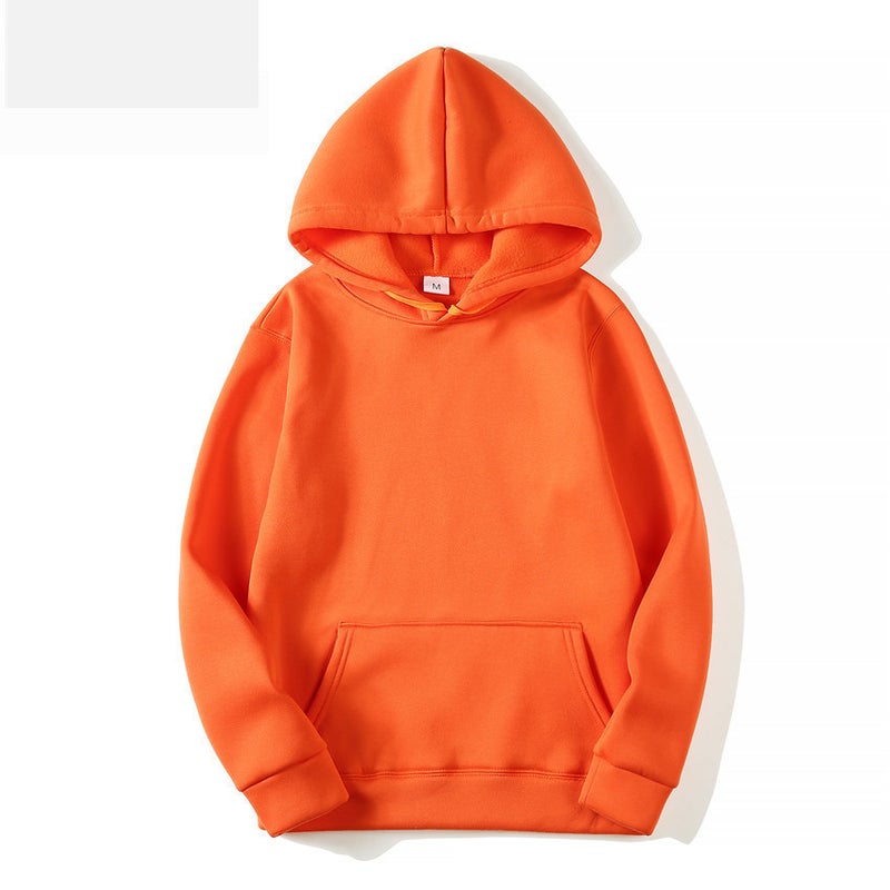 Thick Solid Color Hoodie Unisex 18 Colors Sportswear Orange Red 