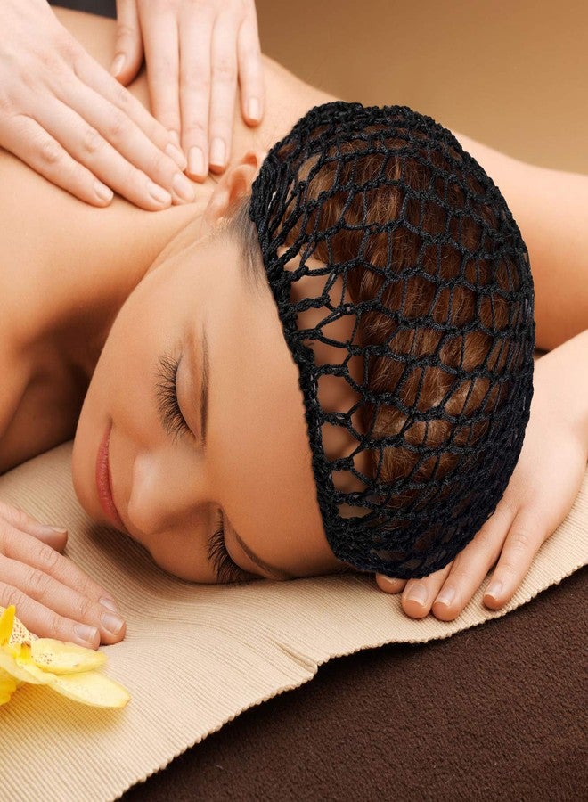 جيوجو شبكة شعر نسائية مكونة من 3 قطع، مصنوعة من قماش رايون كروشيه، قبعة نوم محبوكة (أسود، رمادي، بنفسجي) - Image 4