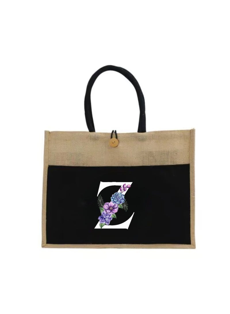 PRINTSHOP4ME Jute Bag Initial Letter Printed Design–Reusable,Durable Tote Bag For Gifting Or Everyday Use|Used For Festive Celebrations&Gifts For Special Person - Image 2
