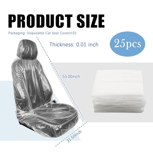 VKQTS 25PCS Disposable Car Seat CoversPortable Disposable Seat Covers for Cars to Avoid Car Seats Contact with DustTransparent Automotive Seats Cover Cars Accessories 25PCS - Image 3