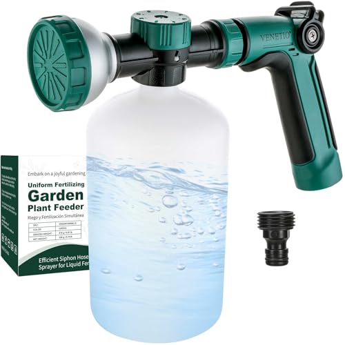 VENETIO 8Dial Hose End Sprayer for Liquid FertilizerSoap Precision Lawn Yard Garden Feeder with 34oz Bottle for Uniform Fertilizing and Watering Plants Hose Attachment Nozzle Spray Gun - Image 1