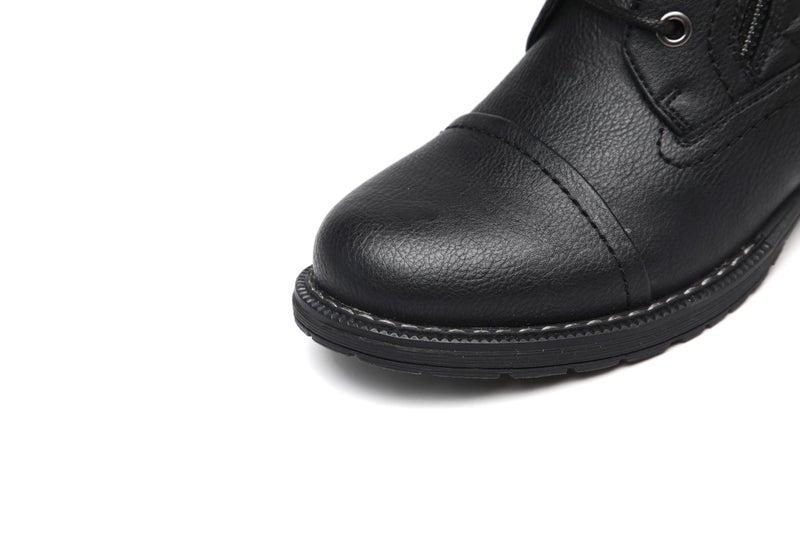 DECARSDZ Women's Fashion Black Ankle Boots Combat Motorcycle Lace Up Booties - Image 4