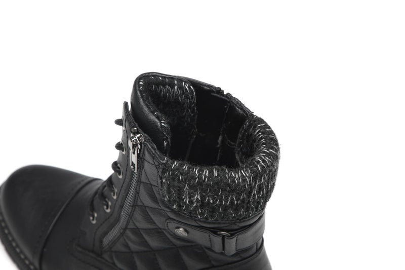 DECARSDZ Women's Fashion Black Ankle Boots Combat Motorcycle Lace Up Booties - Image 5