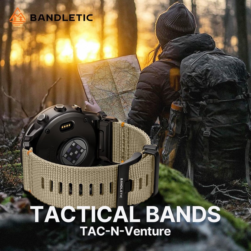 Bandletic حزام Bandletic متوافق مع ساعات Garmin Instinct - حزام بديل من النايلون القوي مقاس 22 مم لساعة Fenix 8 E مقاس 47 مم/7 6 Pro/5 Plus/Instinct 2 3 E مقاس 45 مم/Forerunner 970 965/Approach S70 S62/Epix Pro - Image 2