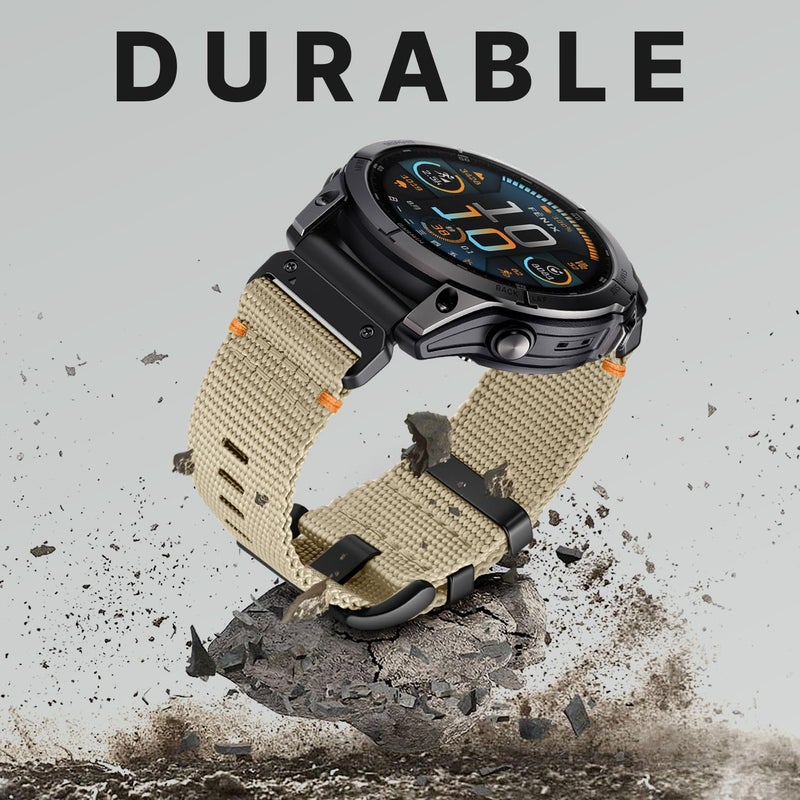 Bandletic حزام Bandletic متوافق مع ساعات Garmin Instinct - حزام بديل من النايلون القوي مقاس 22 مم لساعة Fenix 8 E مقاس 47 مم/7 6 Pro/5 Plus/Instinct 2 3 E مقاس 45 مم/Forerunner 970 965/Approach S70 S62/Epix Pro - Image 4