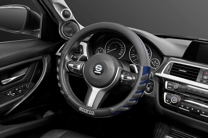 سباركو غطاء عجلة القيادة العالمي من SPARCO مقاس 38 سم، SPS101BL، أسود/أزرق - Image 4