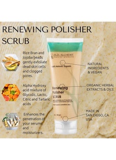 rd alchemy natural products RD Alchemy - 100% Natural & Organic Renewing Polisher Face Scrub for Sensitive Skin & All Skin Types. Gently Exfoliate with Jojoba Beads, AHAs, & Rice Bran for Fresh, Healthy Skin.  - Image 3