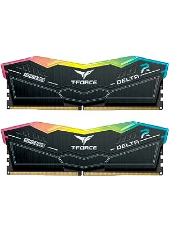 TeamGroup - TEAMGROUP T-Force Delta RGB DDR5 32GB Kit (2x16GB) 6000MHz (PC5-48000) CL40 Desktop Memory Module Ram (Black) - Image 1
