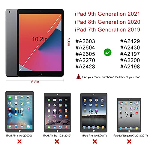 TopEsct Kids Case for iPad 10.2 inch - Shockproof Silicone Cover with Tempered Glass Screen Protector and Strap - Compatible with iPad 9th/8th/7th Gen (2021)" (Pink) - Image 2