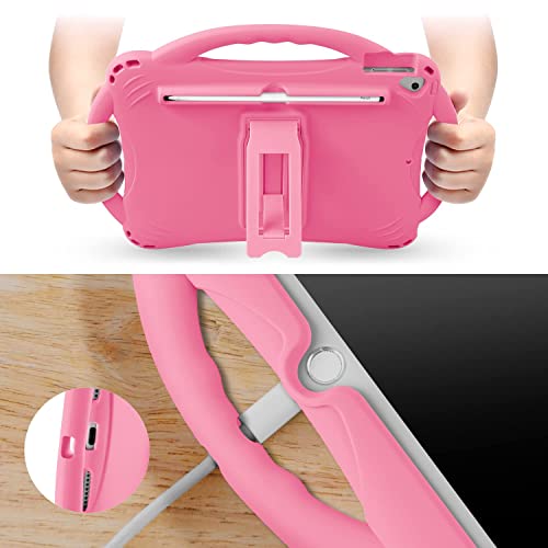 TopEsct Kids Case for iPad 10.2 inch - Shockproof Silicone Cover with Tempered Glass Screen Protector and Strap - Compatible with iPad 9th/8th/7th Gen (2021)" (Pink) - Image 5