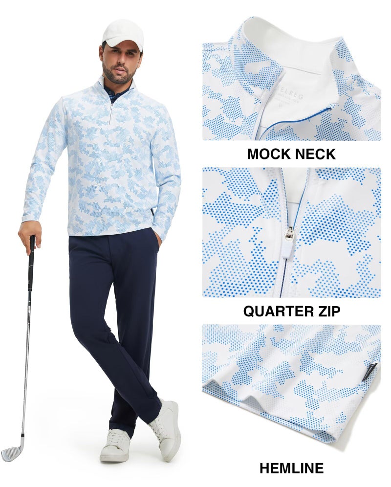 M MAELREG Quarter Zip Pullover Men Performance Dry Fit Heather Midlayer Casual Sports Golf Sweatshirts for Men - Image 3